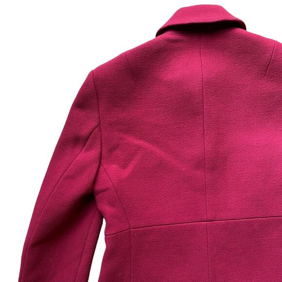 J. Crew Red Italian Double Wool Trench Coat Petite Size 2 Jacket Topcoat - Picture 6 of 6